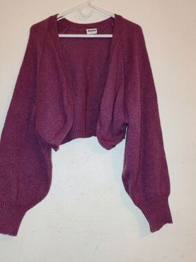 ARULA Cropped Open-Front Knit Cardigan - Plum